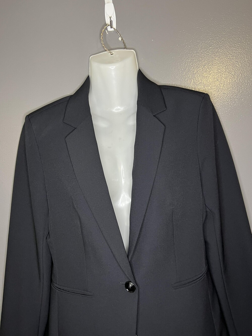 Express Blazer Womens 6 Black One Button Lined Stretch Notch Lapel Suit Jacket